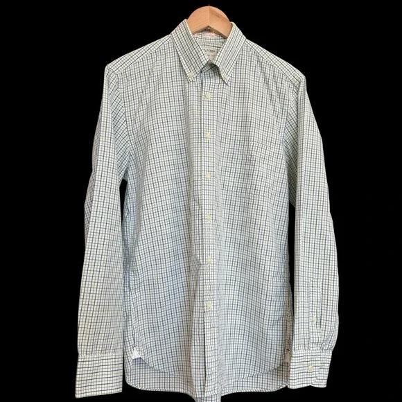 J.Crew Green Blue Plaid Button Down Shirt 81708 Sz M 100% 2-Ply‎ Cotton #192