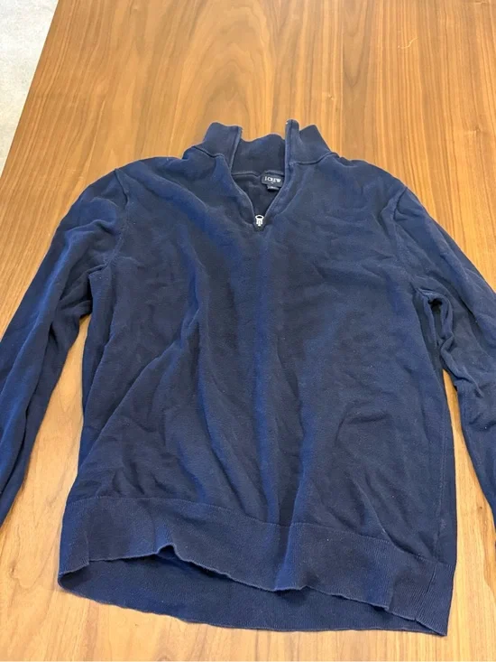 J. Crew Men's Dark Navy Quarter-Zip Sweater