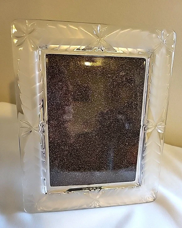 Frosted Glass Floral Abstract Heavy Thick Photo Picture Frame 8 x 10