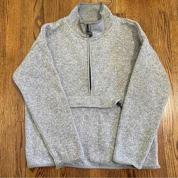 J.Crew Vintage Gray Fleece 1/4 Zip Pullover Front Pocket Size XS