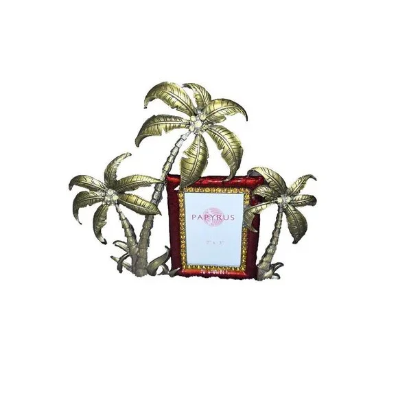 PAPYRUS Palm Tree Enamel Bejeweled Picture Frame 2” X 3”