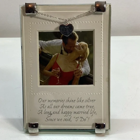 25th Wedding Anniversary Black and Silver Photo Frame