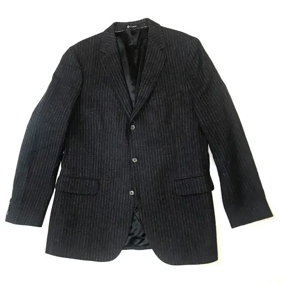 J. Crew English Wool Legacy Sportcoat Blazer 44L Gray Striped 3 Button