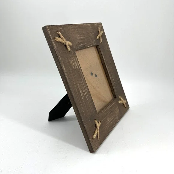 Sheffield Home Rustic‎ 4x6 Wood Photo Frame Rope Tabletop Display Farmhouse