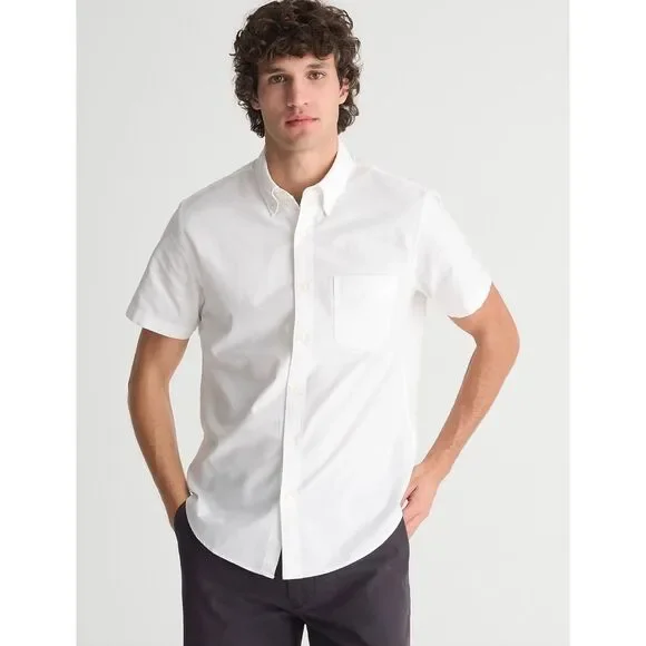 J. Crew short-sleeve Broken-in organic cotton oxford shirt in White NWT size S