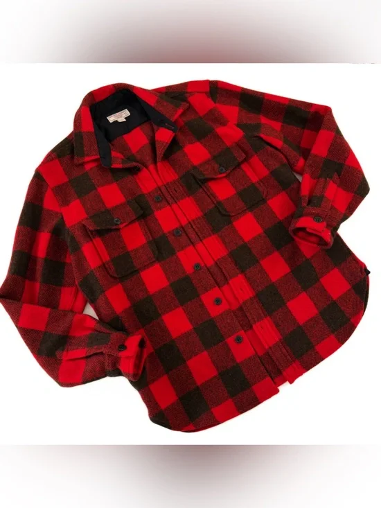 J. Crew Wallace and Barnes Wool Flannel Shacket Button Down Mens Medium Red