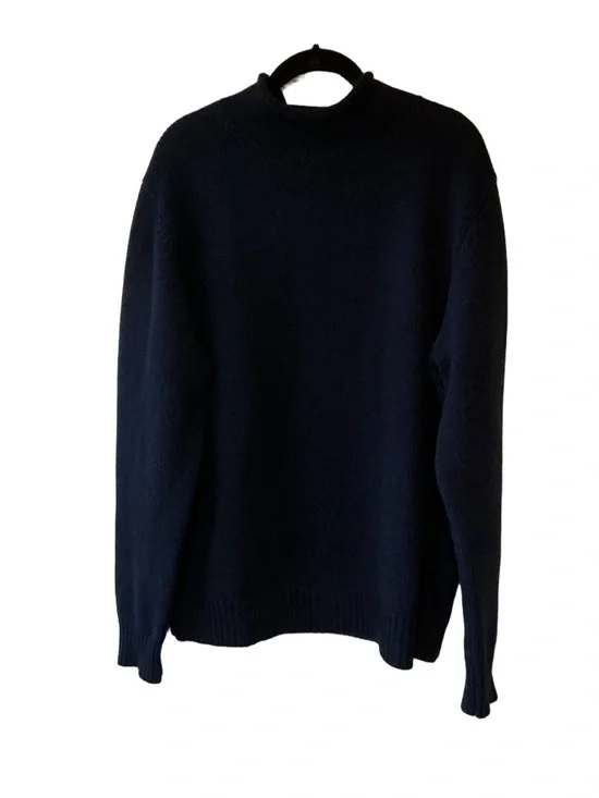 Men’s J. Crew 100% Lambswool Roll Neck Sweater Navy Size Large Cozy Preppy