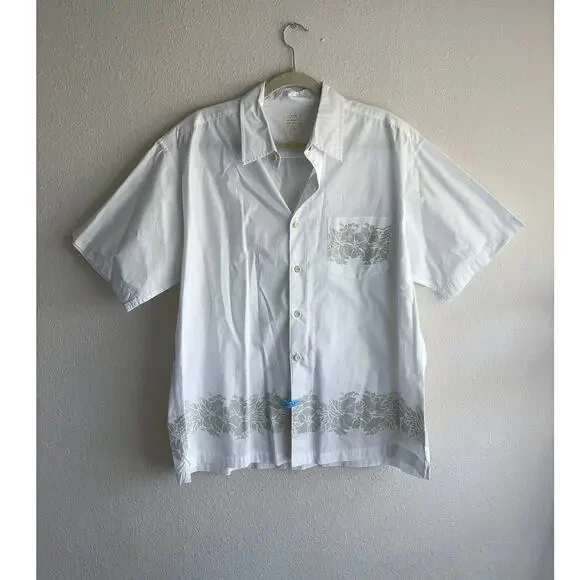 J. Crew White Tropical Hawaiian shirt Button Up vacation summer beach resort