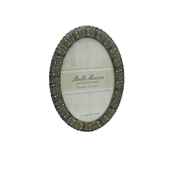 New Belle Maison Decorative Jewels Enamel/Crystals Picture Photo Frame Oval  4x6