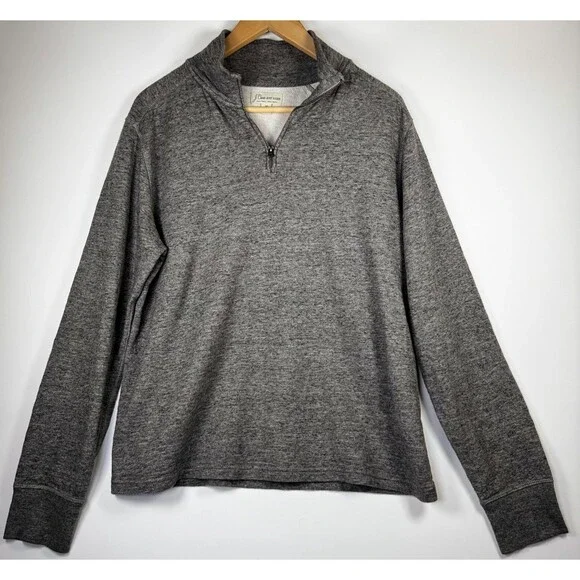 J.Crew‎ Knit Goods Quarter Zip Sweatshirt Mens Medium Heathered Gray Pullover