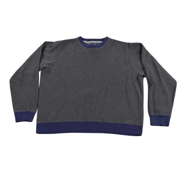 J. Crew‎ Sweatshirt Mens XLT Gray Blue Color Block Cotton Pullover Tall
