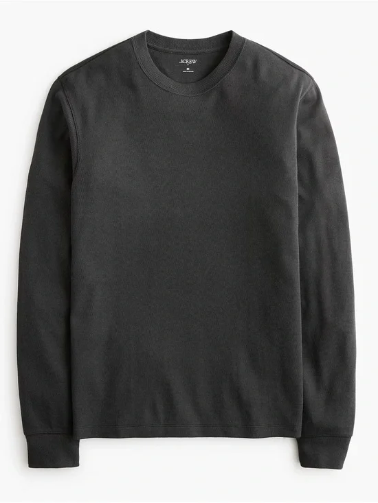 J.Crew Long-sleeve thermal crewneck tee Shirt T-shirt Faded Black Mens M NWT