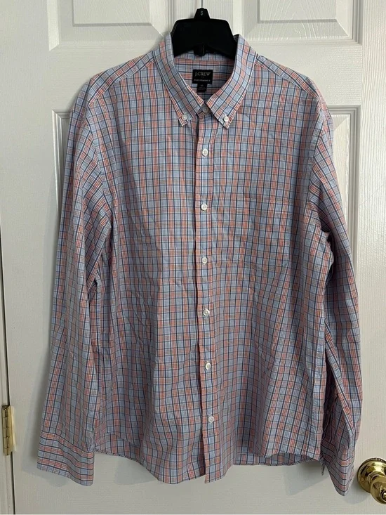 J. Crew Performance Plaid Button Down Shirt Men’s XL Preppy Coastal Office