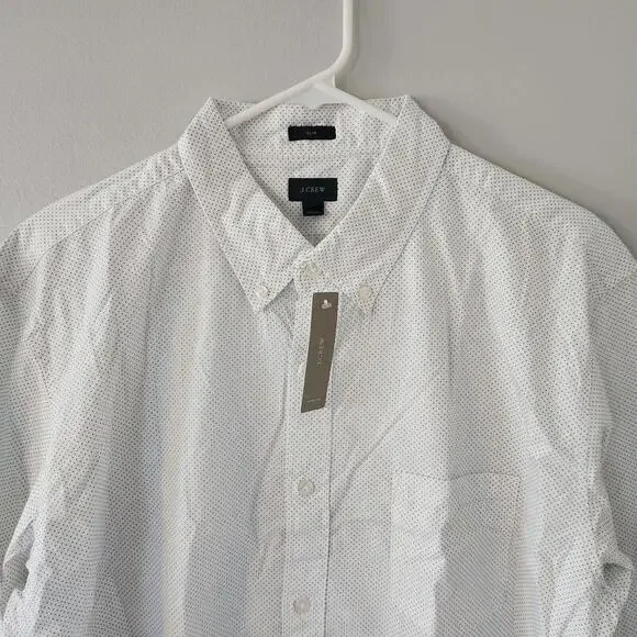 NEW J.Crew Slim Fit‎ Dot Pattern Front Button Down Shirt Size XL
