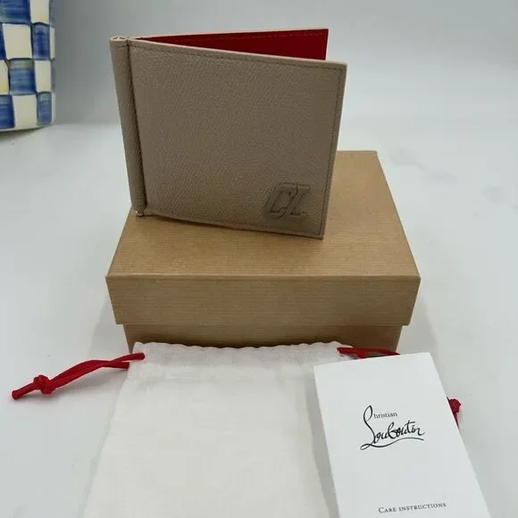 Men's Christian Louboutin calf leather wallet made in Italy NWT