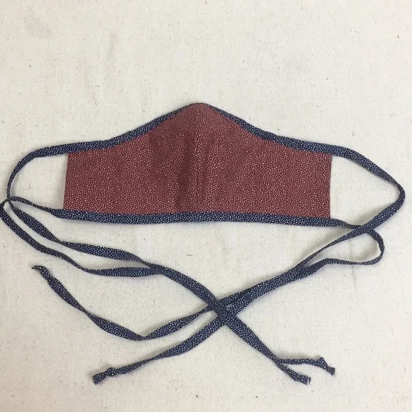 Red white and Blue 3 layer Cotton mask with ties
