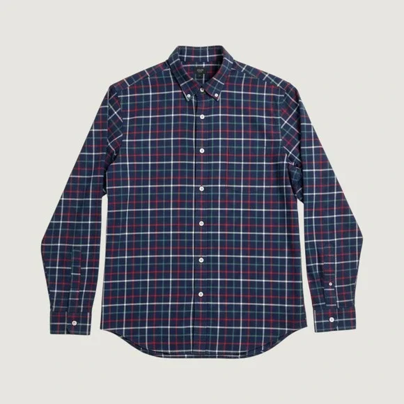 J.Crew Mens XL Oxford Button Down Shirt Plaid Navy Blue Red Green Cotton 22126