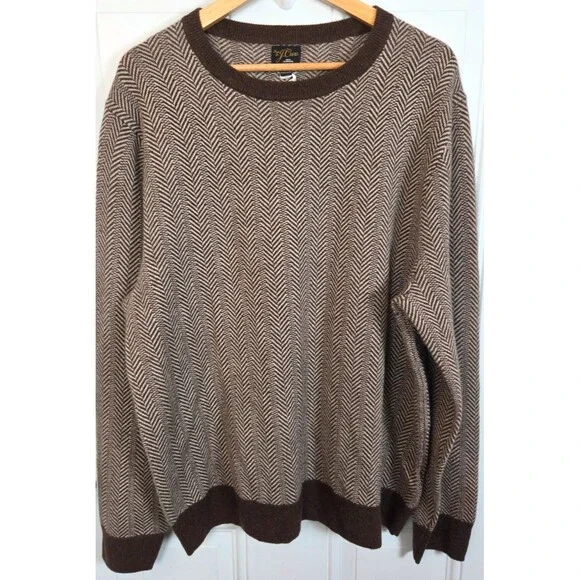 NWT J. Crew Mens Cashmere Crewneck Sweater Size XL Jacquard Herringbone