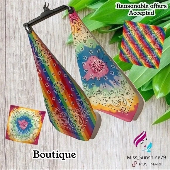 Boutique NEW  2 pack bandanas festival rainbow dye