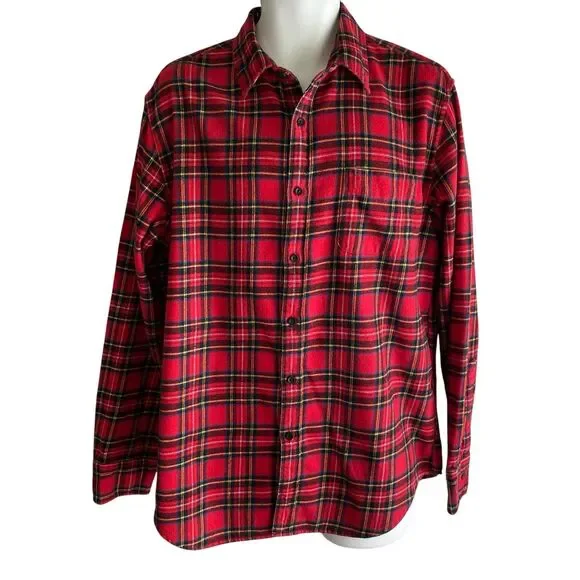 J.Crew Factory Shirt Mens Large Red Plaid Flannel Long Sleeve Classic Fit