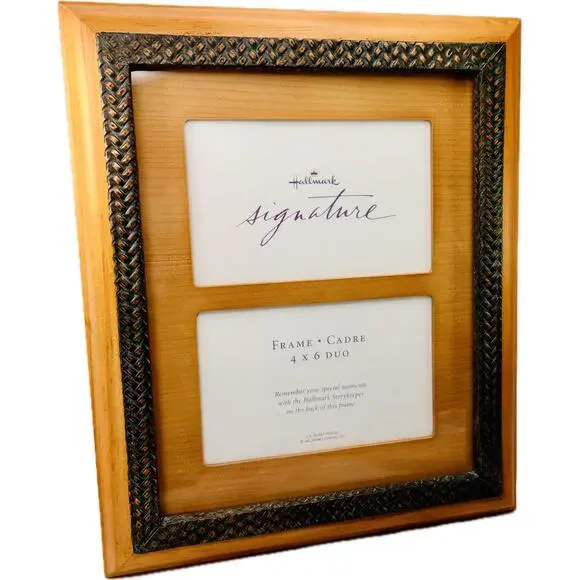Hallmark Signature Natural‎ Wood & Metal Frame 4x6 Photo Duo