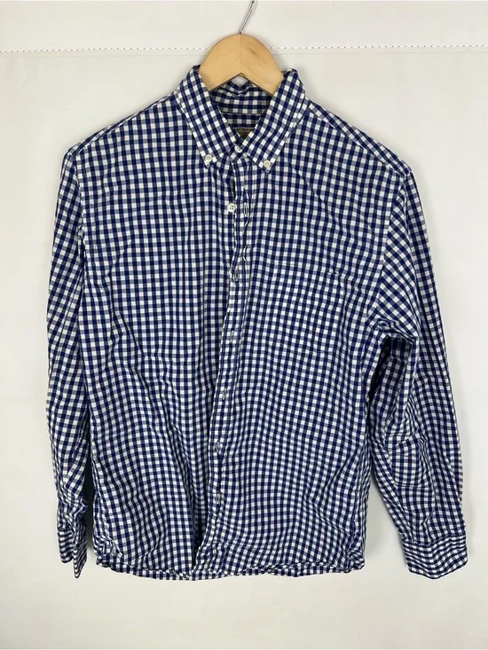 J. Crew Navy and White Gingham Button-Down Shirt