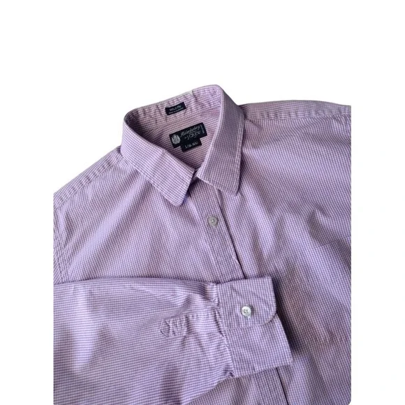 J. CREW Button Up Shirt Men Large Pink‎ White Checked Haberdashery Long Sleeve