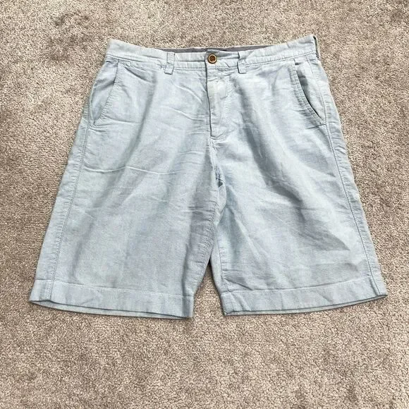 J.Crew Club Chino Shorts Mens Size 31 Blue Cotton Flat Front 11 Inch Casual