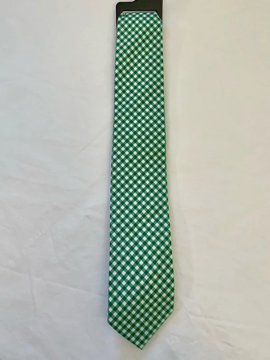 J. Crew Green and White Gingham Checkered Tie