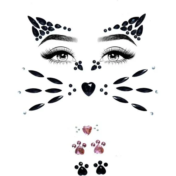 Women's Rhinestone Face Jewels Costume Eyewear Animal Black One Size