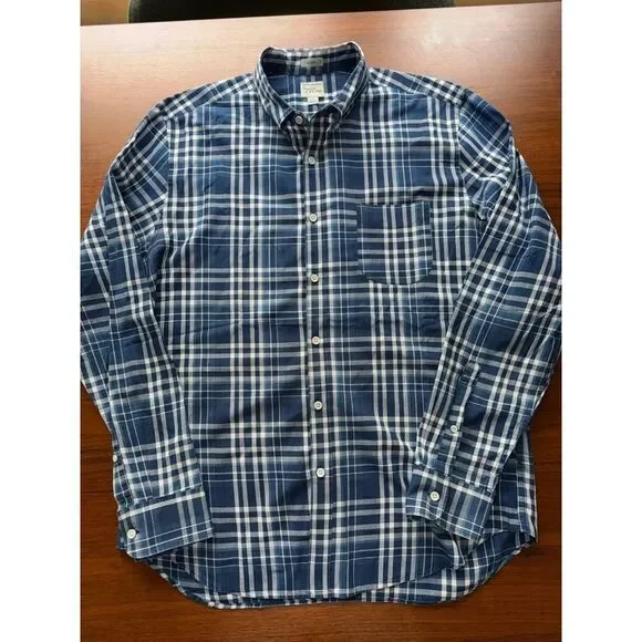 J.Crew Men's Classic Fit Indian Madras Blue/White Plaid - Size L