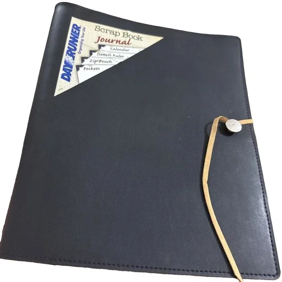 Vintage Leather Large Black Scrapbook Pouch Pockets Journal Pen Holder New