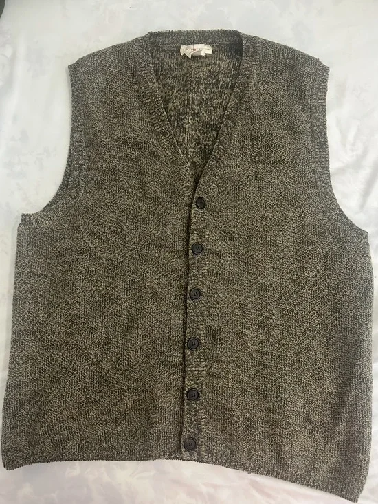 J.Crew Marled Knit Button Front Sweater Vest  Size Large Classic Layering Piece