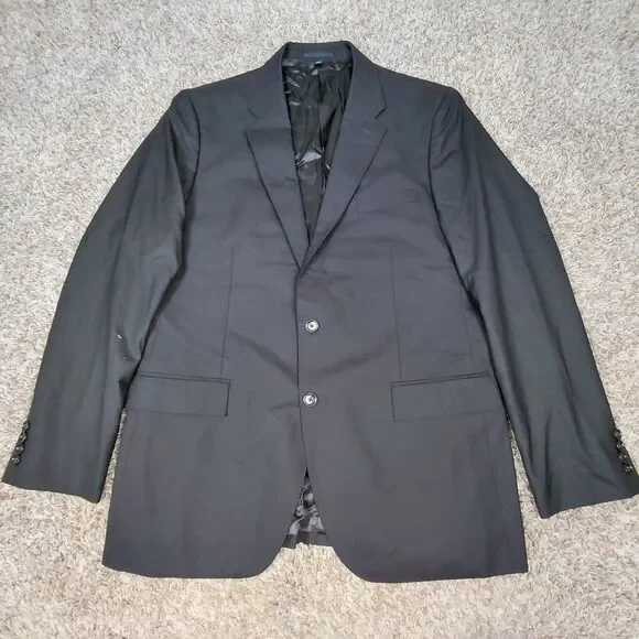J. Crew Loro Piana Blazer Mens 44L Black Two Button Superfine Wool Sport READ