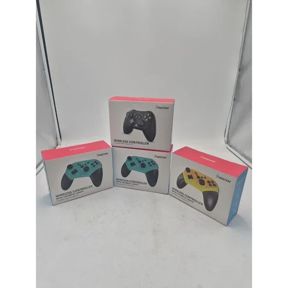 Insten Wireless Controller Lot Of 4 New PC/switch 1 Black ,yellow,greenish