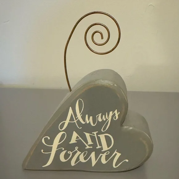 Always And Forever Photo Holder Gray Heart-Shaped