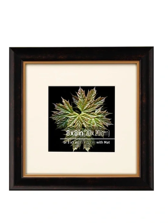 Museum-Grade Black Bronze Wood Frame Tabletop or Wall Mount SQUARE 8x8”