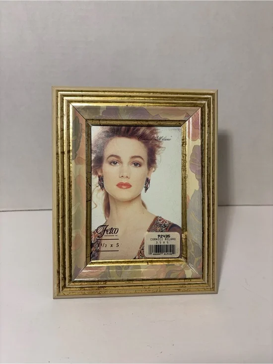 Fetco Floral Gold Accent Picture Frame Wood 3.5 X 5 Photo Cornici Milano #92435