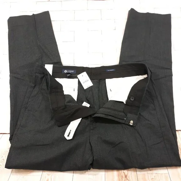 J.CREW Slim Bedford Dress Pants Mens 35‎ x 32 Black Cotton Tapered NEW