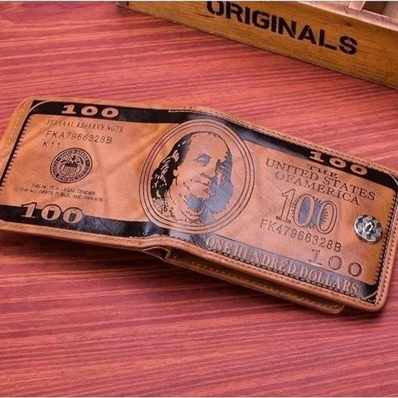 Men's Wallets With 100 US Dollar Pattern Wallet Male Leather Wallet Photo Card