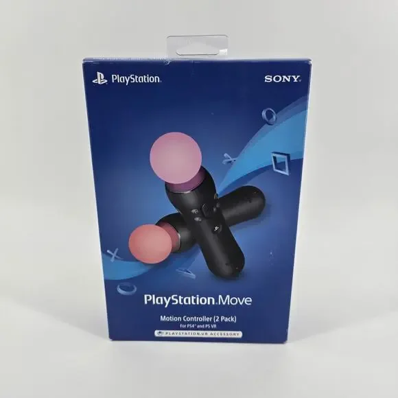Sony Playstation Move Controllers - PS4/PS VR - Black - 2 Pack - NIB Sealed