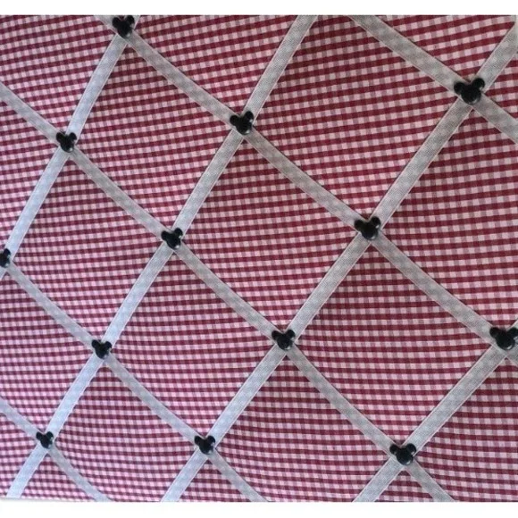 Mickey Mouse Red White Gingham Fabric Notice Memory Pin Memo Photo‎ Memory Board