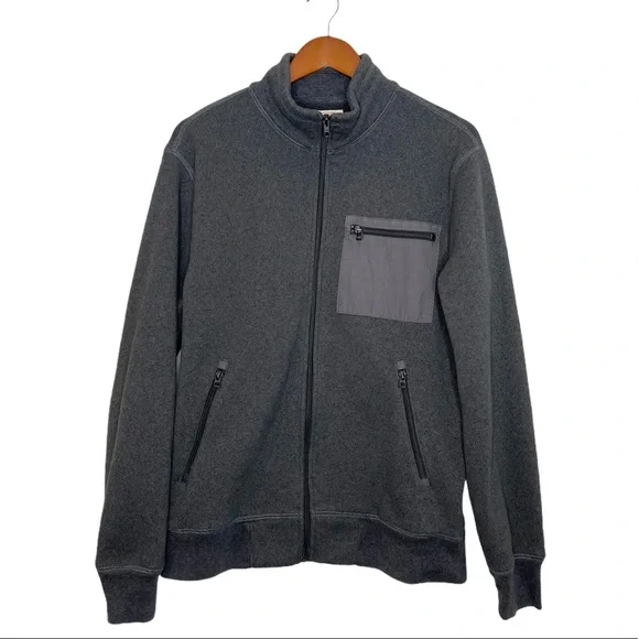 J. CREW Knitwear Men’s Summit Zip Up Sweater Track Jacket Size M Gray Athleisure