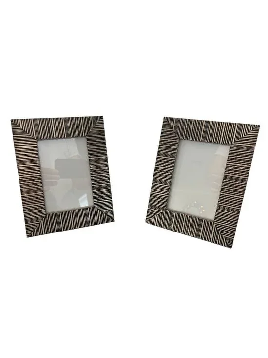 Sheffield Home 4x6 Ribbed Metallic Tabletop Picture Frame Set Of 2