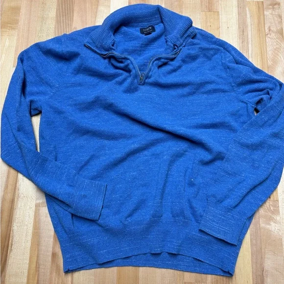 J. Crew Men's Vibrant Blue quarter Zip-Up Sweater