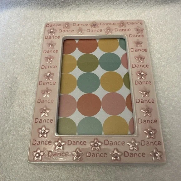 RUSS Dance Picture Frame Ballerina Pink Flowers Spring Recital Ceramic‎ 4x6