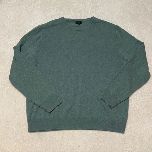J. Crew Cashmere Crewneck Soft Classic‎ Sweater Light Teal Blue Men's XXL