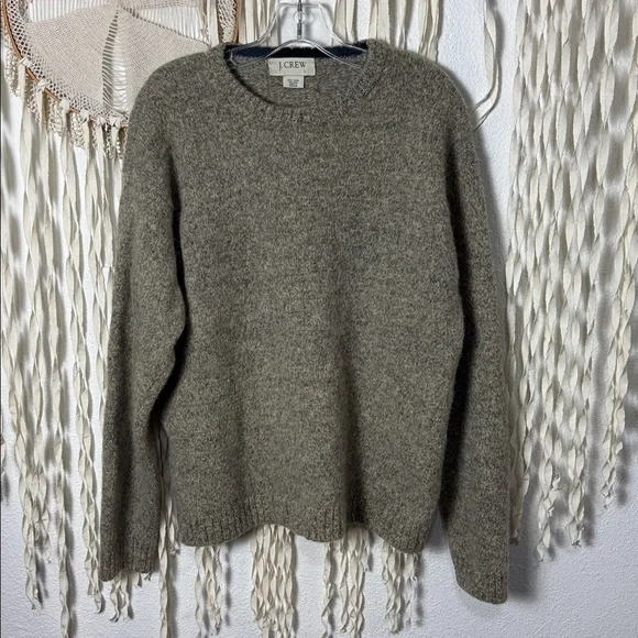 J. Crew Men's 100% Shetland Wool Crewneck Sweater in Oatmeal Size Large