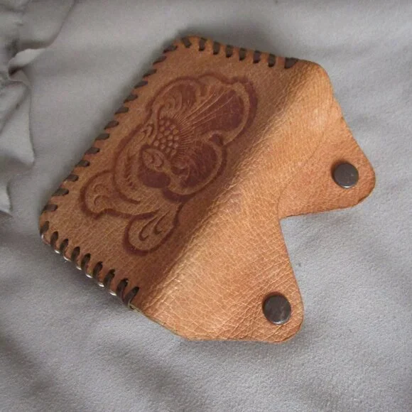 tooled leather card wallet