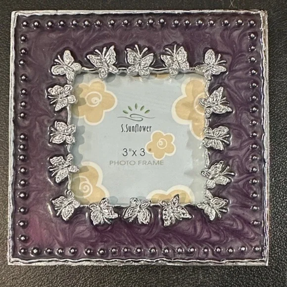 Purple and Silver Butterfly Picture Frame
